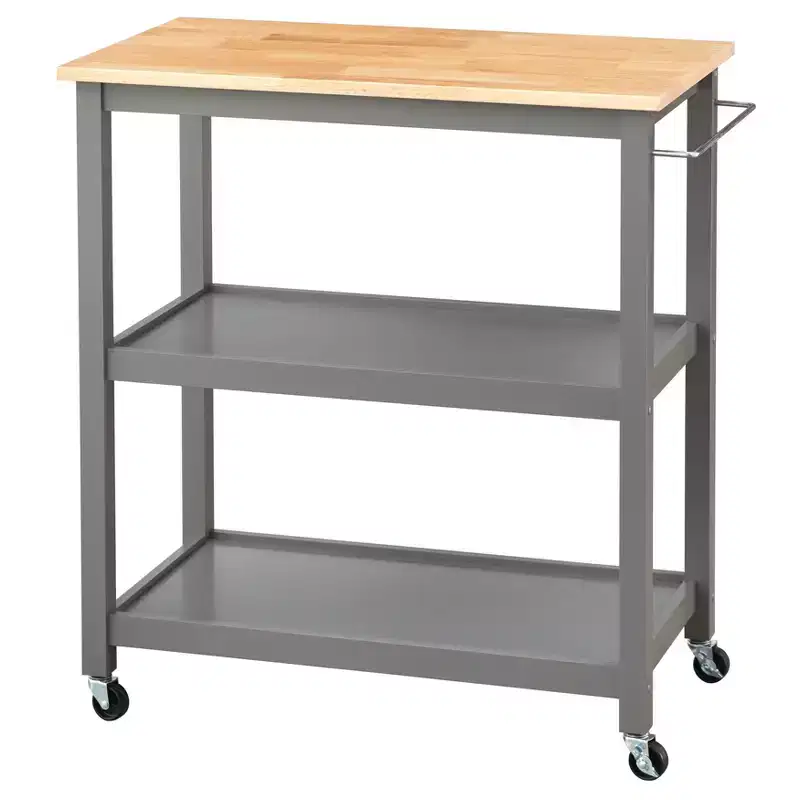 Kitchen 2-Tier Rolling Cart, Black