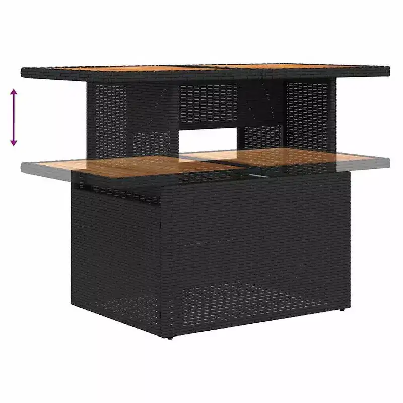 vidaXL Garden Sofa Set Black PE Rattan Large Adjustable Feet