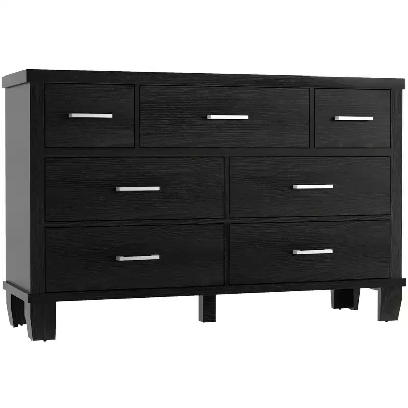 GustoWave Dresser with 7 Drawers, Chest of Drawers Closet with Metal Handle, Wooden Dresser Organizer for Bedroom, Living Room