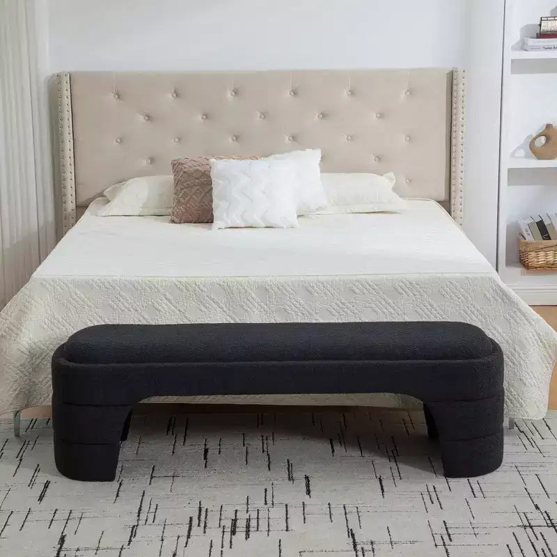 Upholstered Bench Padded Bed End Bench Minimalist Ottoman Entryway Bench Footstool