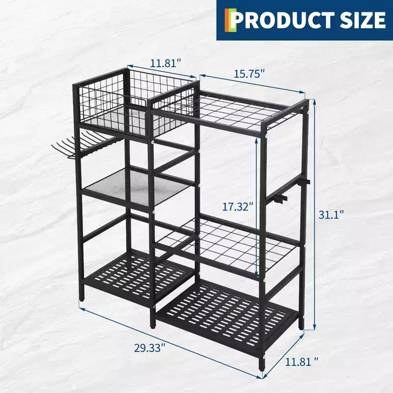 Garden Tool Organizer, 3 Tier Yard Tool Tower Rack for Garage Storage, Up to 35 Long-Handled Tools, Freestanding Garden Tool Stand for Yard Shed