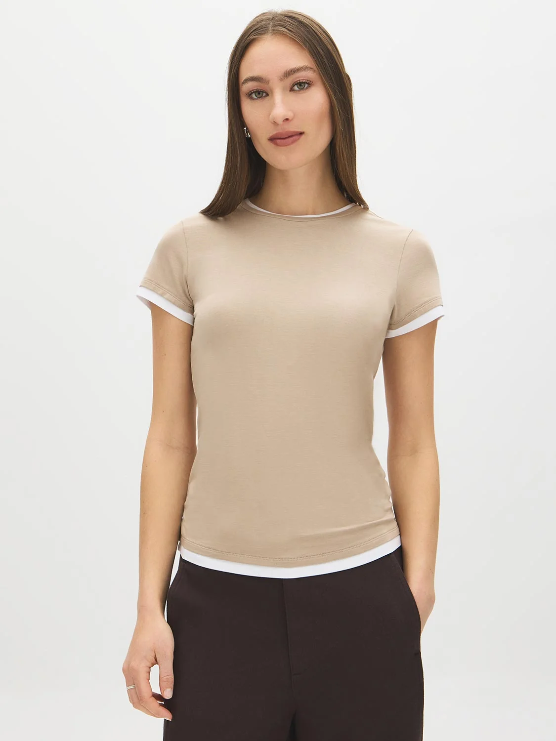 Layered Crew Neck Jersey Top