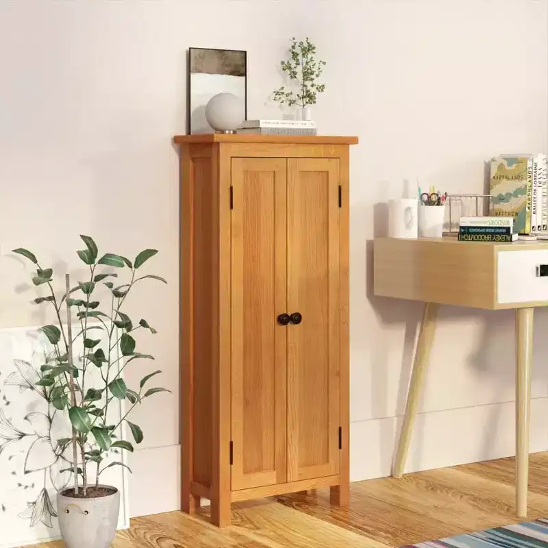 vidaXL Storage Cabinet Light Oak Solid Oak Wood, MDF Veneer Medium