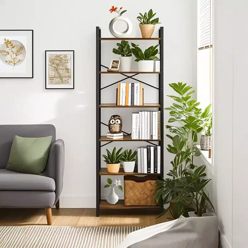 6-Tier Tall Bookshelf, Large Bookcase with Steel Frame, Deep Book Shelf for Living Room, Home Office, Study, 11.8 x 26 x 73.2 Inches