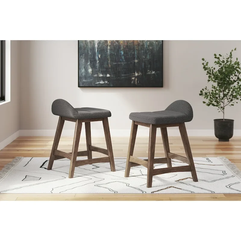 Signature Design by Ashley Lyncott Upholstered Counter Height Bar Stool (Set of 2) - 19W x 20D x 29H