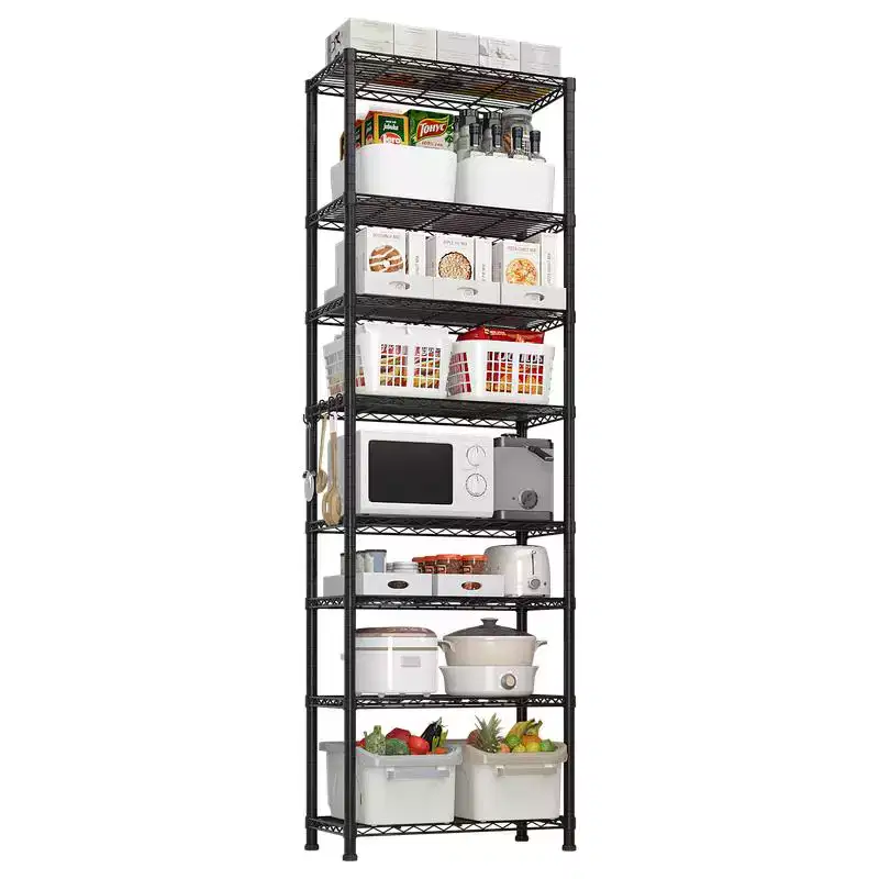 Karl Home 8 Tier Heavy Duty Adjustable Metal Traneka 70.87inch H Wire Shelving Unit With Wheels 1344 LBS NSF