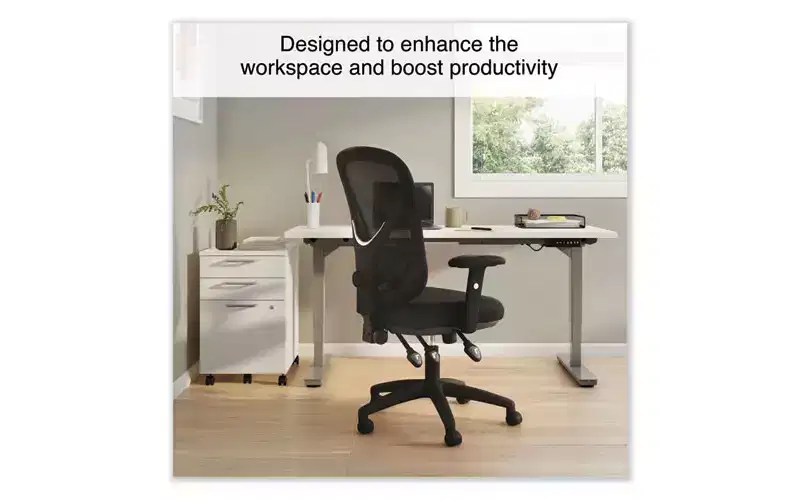 Multifunction Task Chair, Supports Up to 275 lb, 15 to 18.82 Seat Height, Black Seat/Back, Black Base