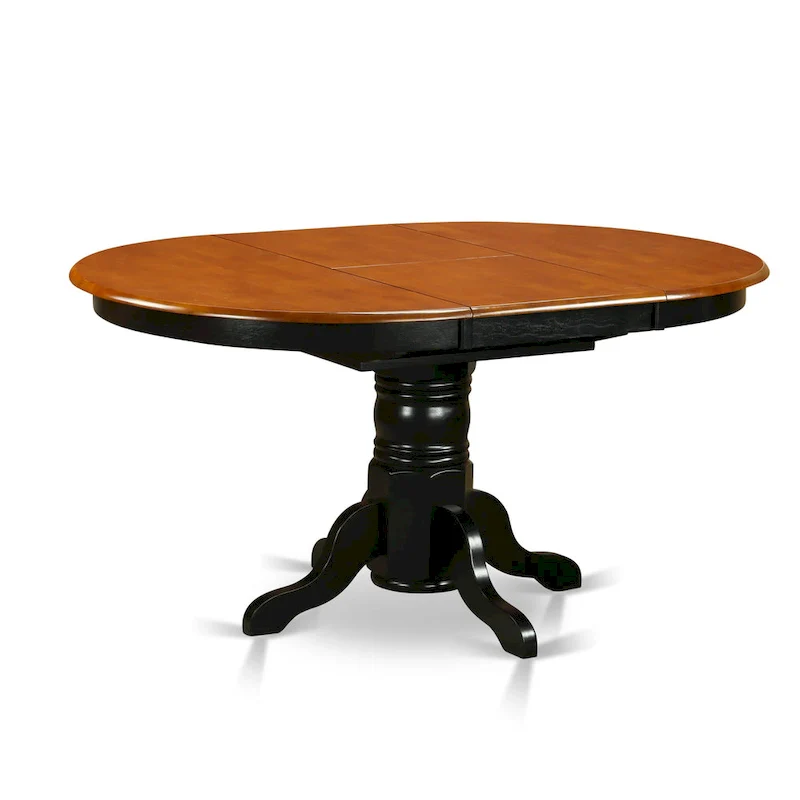 East West Furniture Kitchen Dining Table Butterfly leaf Oval Table Top and Pedestal Legs- Hardwood Table (Finish Option)