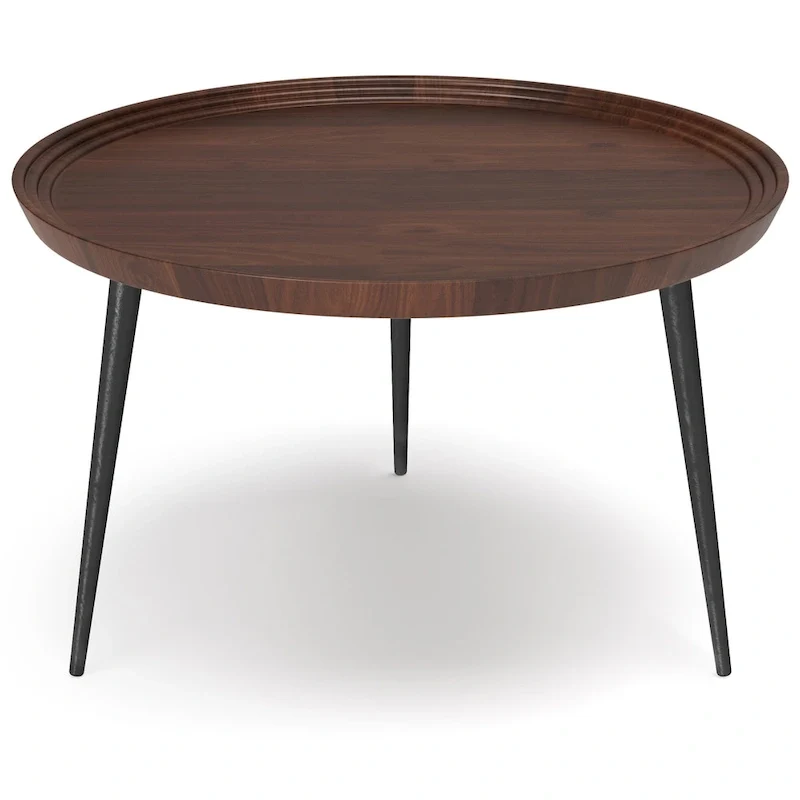 WYNDENHALL Joellla Modern Industrial Coffee Table in Cognac - 30 d x 30 w x 16 h