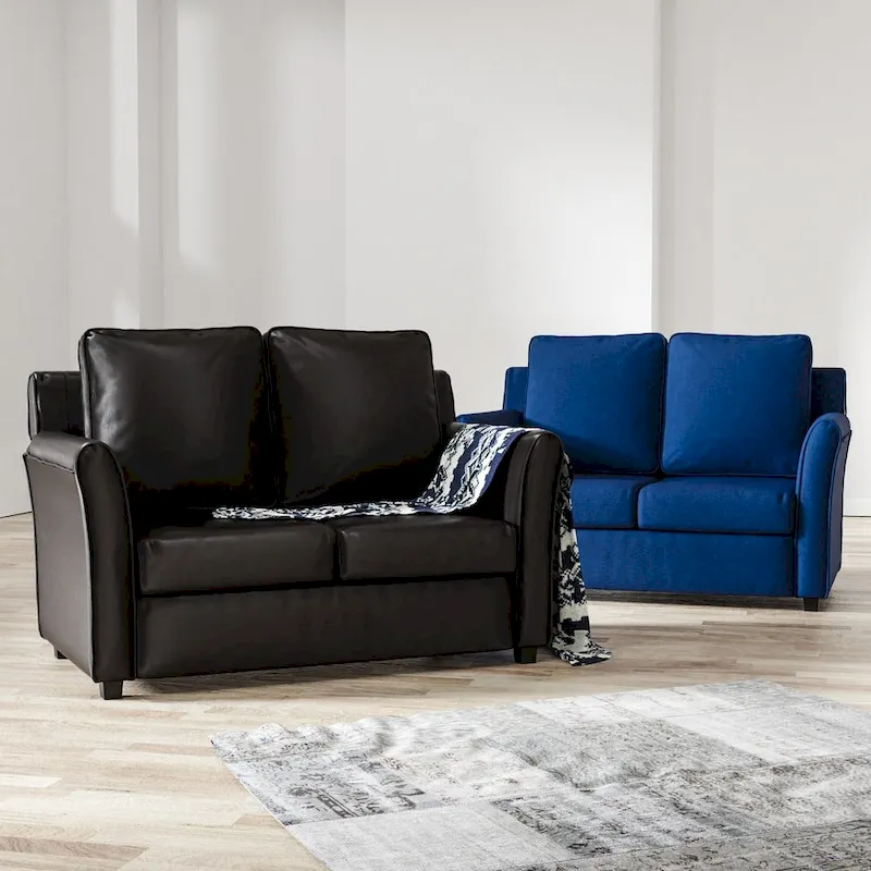 Contemporary Upholstered Flared-Arm Loveseat – Pocket Coil, Solid Wood Frame