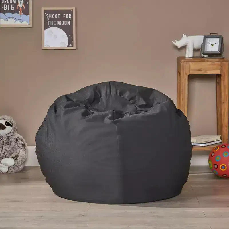 Round Bean Bag Chair for Adults, High-Density Foam Floor Chair, 34x34x25 in