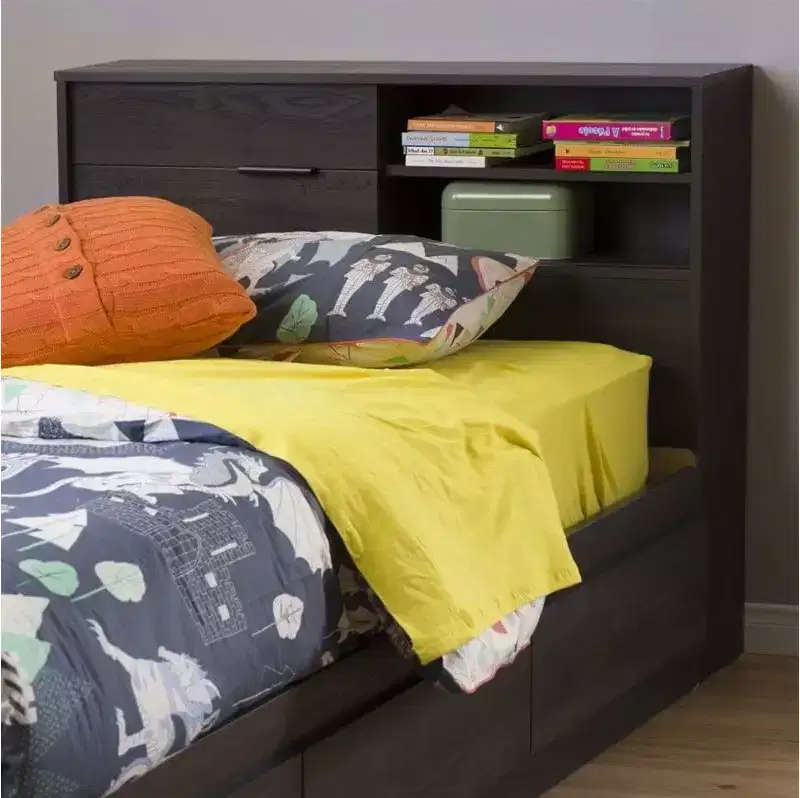 Twin Headboard with Built-In Bookcase Storage