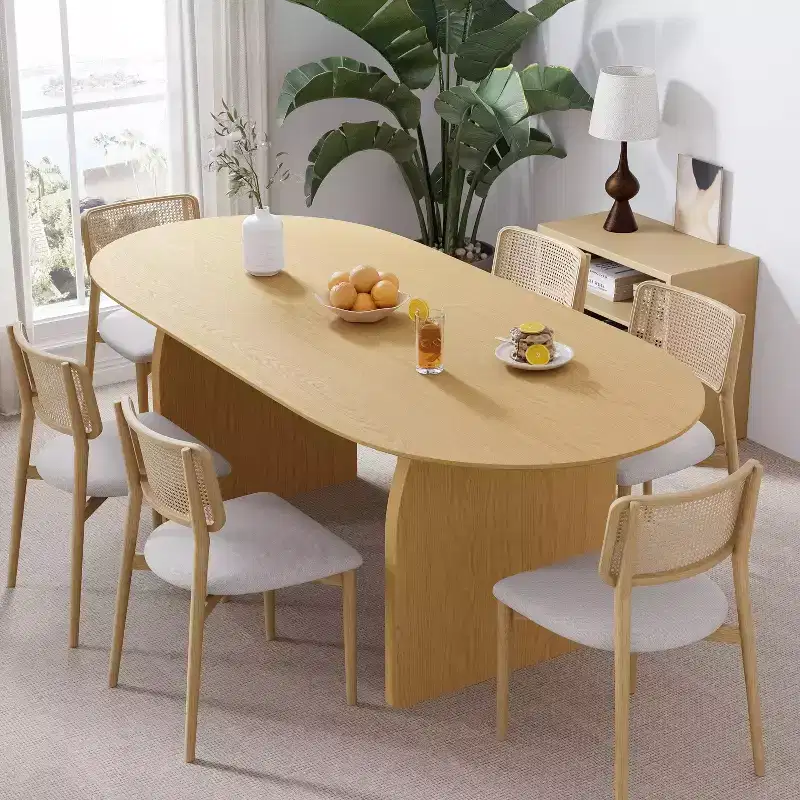 Dovelina 67 Oval Dining Table for 6, Mid-Century Modern Farmhouse Wood Kitchen Table