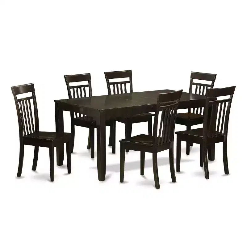 Vintage Dining Set - 7 Piece Table & Chair Set - Rectangle Table with Butterfly Leaf - Cappuccino Finish