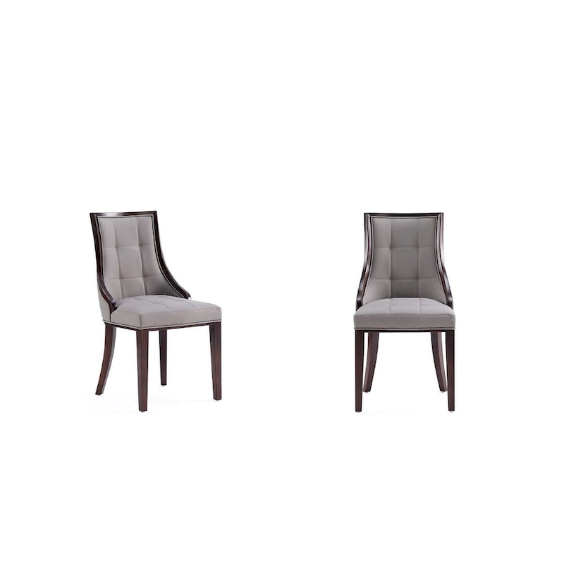 Fifth Avenue Cream and Walnut Faux Leather Dining Chair (Set of Two)