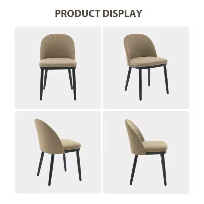 Set of 2 Upholstered Armless Dining Chairs with Curved Backrest