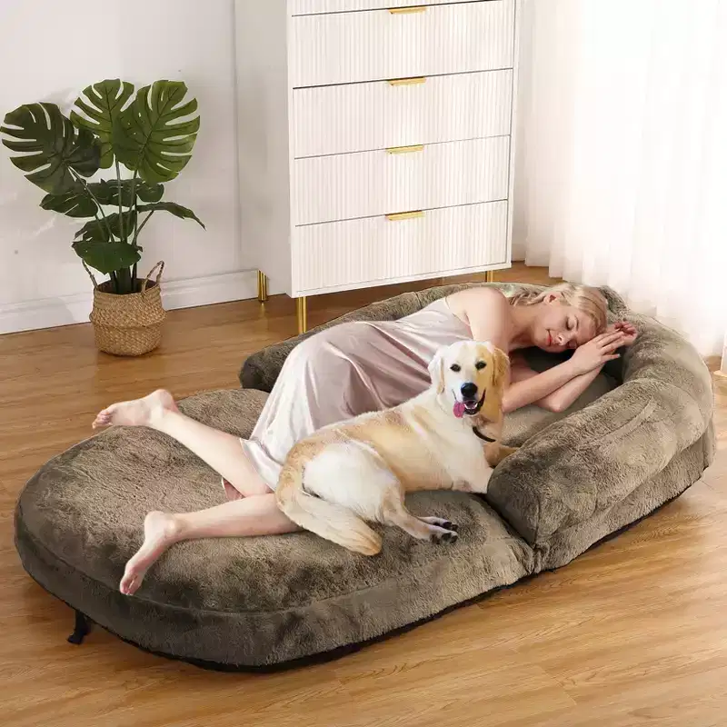 Comfortable Human Sized Dog Bed, Faux Fur Comfortable Floor Sofa Bed, Large Dog Bed, Removable Cover, for Reading Snoozing