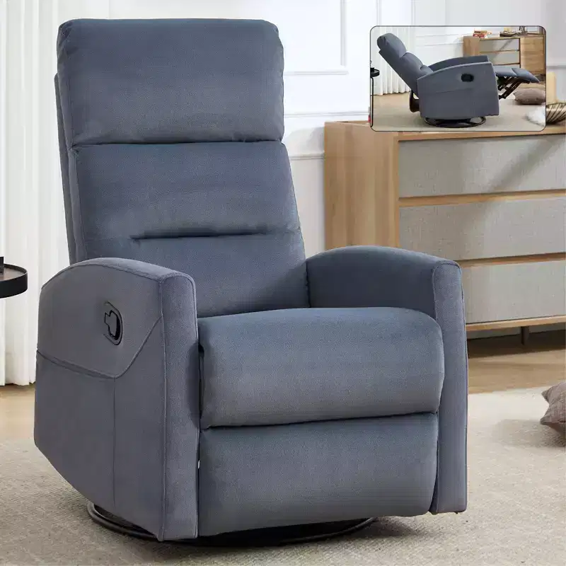 360 Swivel Rocking Recliner Chair, Upholstered Fabric Accent Chair