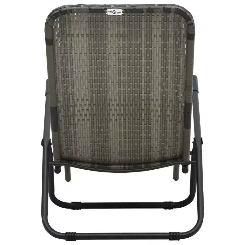 vidaXL Sun Lounger Grey Made of PE rattan and powder-coated steel