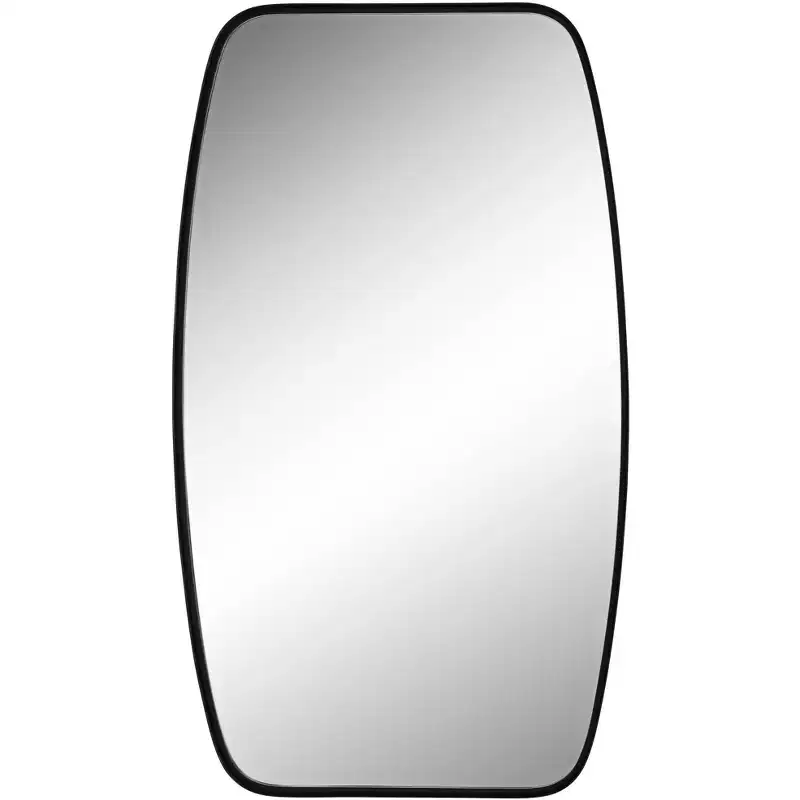 Uttermost Erin Rectangular Vanity Decorative Wall Mirror Modern Black Curved Metal Frame 26 3/4 Wide for Bathroom Bedroom Living Room Office Entryway