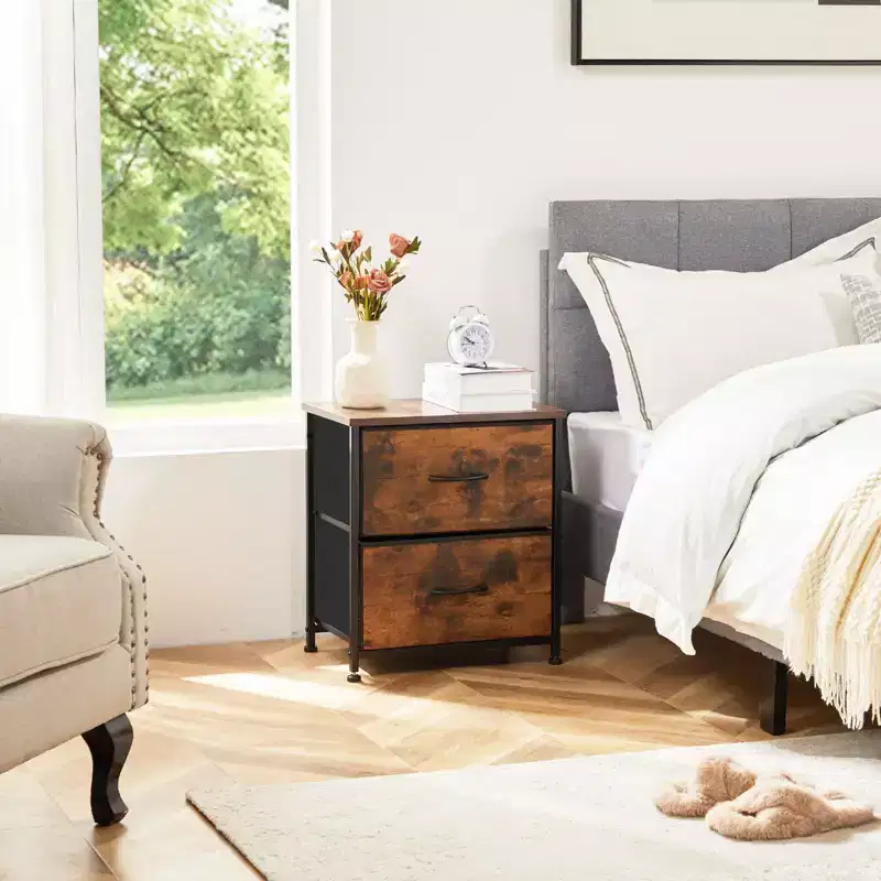 Metal Frame Dresser with Wood Top: 7 Drawers