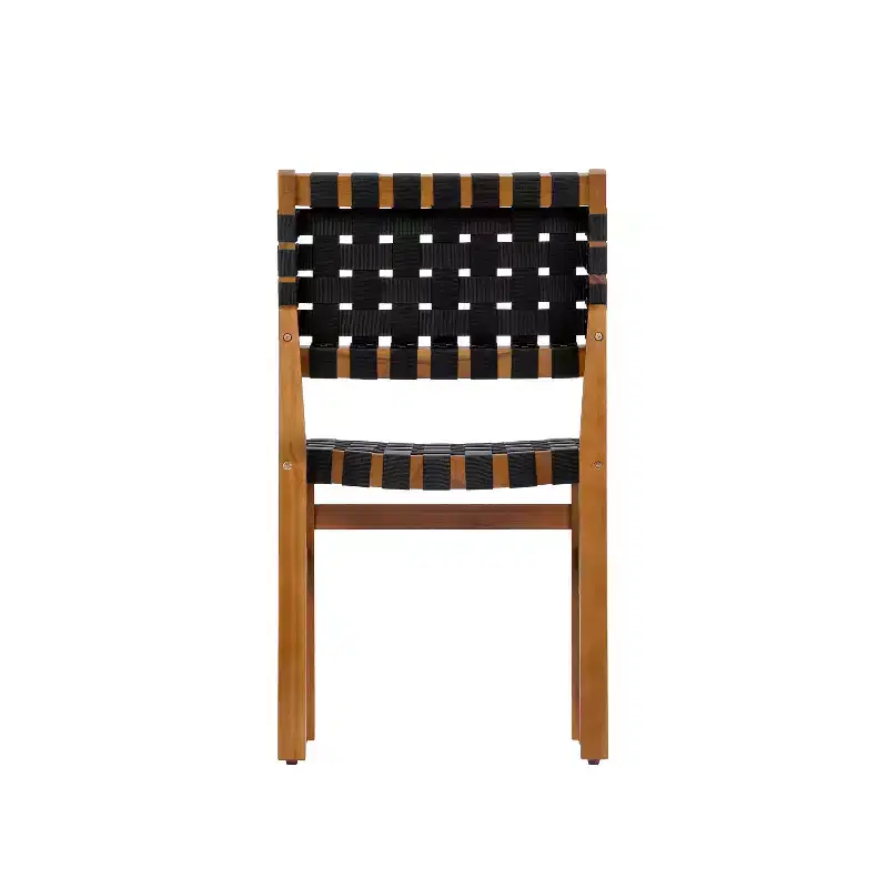 Christopher Knight Home Prasert Modern Acacia Wood Patio Side Chairs with PE Woven Rope (Set of 2)