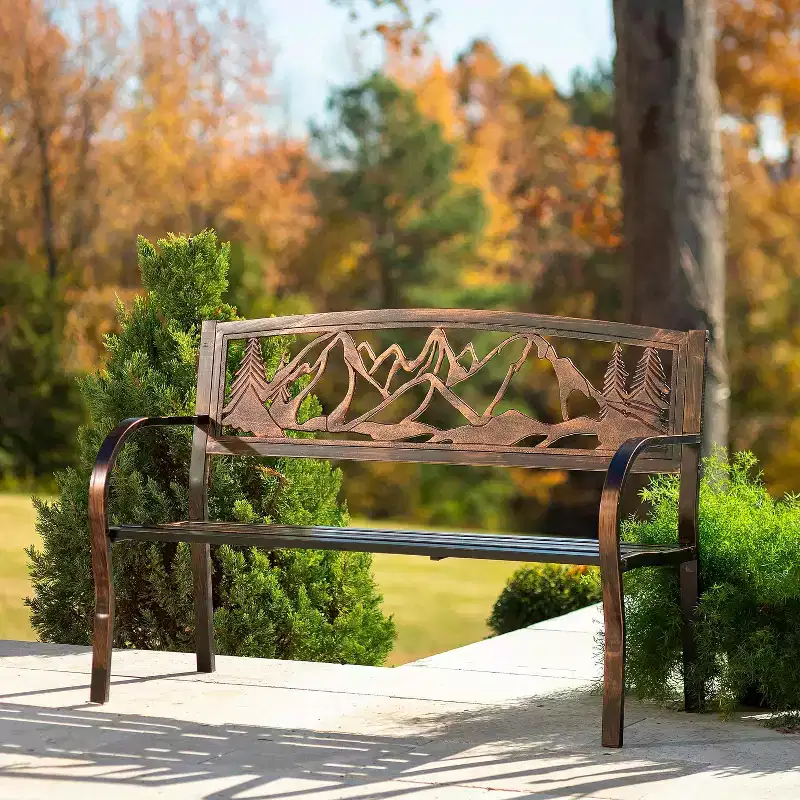 Metal Garden Bench, Mountain View