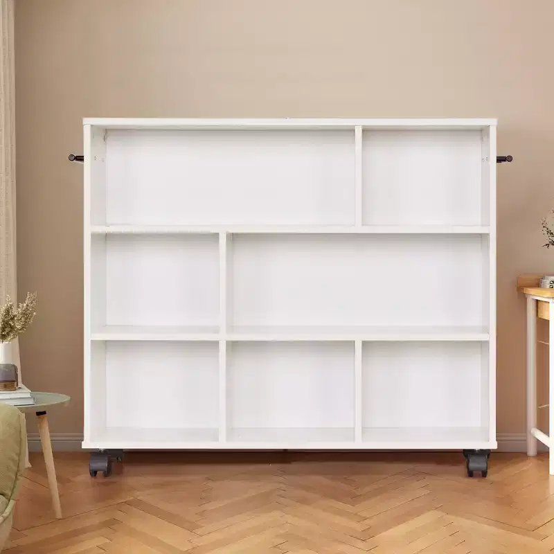 3-Tier Rolling Kitchen Cart with Lockable Wheels & Open Shelves - White Wood