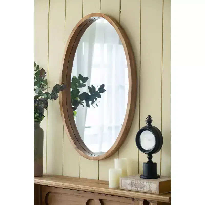 Okak Farmhouse Various Shapes Decorative Wall Mirror for Entryway,Bathroom,Solid Wood Home Decor Vanity Mirror for Bedroom