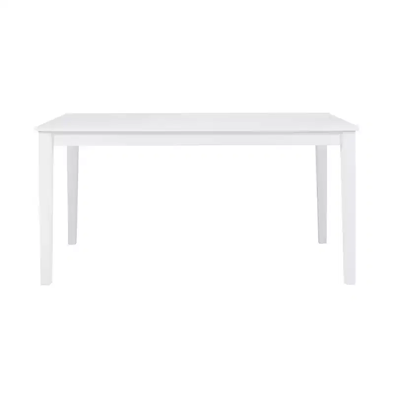 Transitional Dining Table White Solid Acacia Seats 6