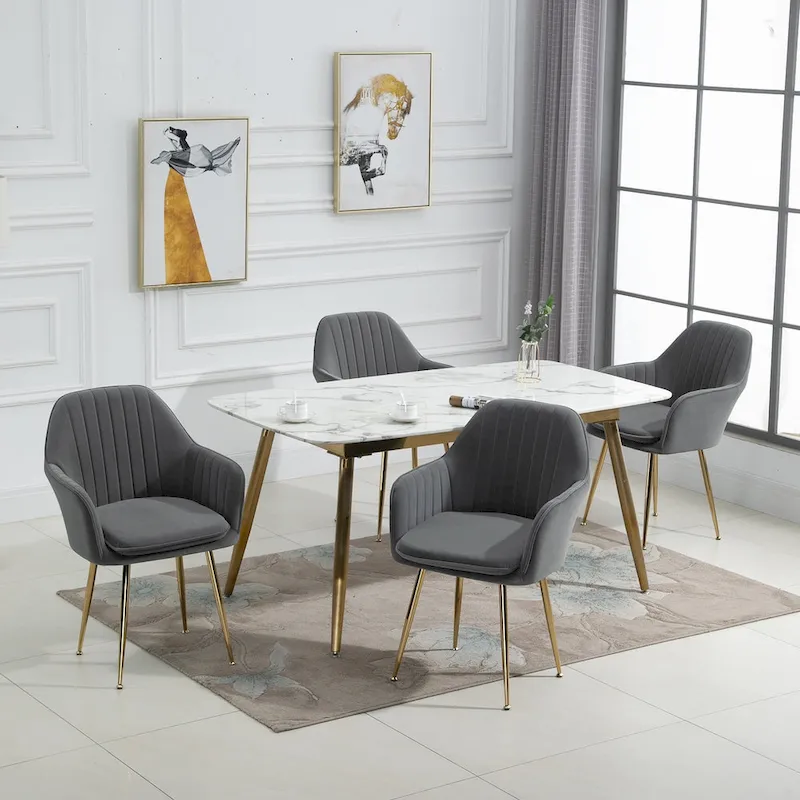 AVAWING Upholstered Velvet Dining Chairs Accent Arm Chairs Set of 4