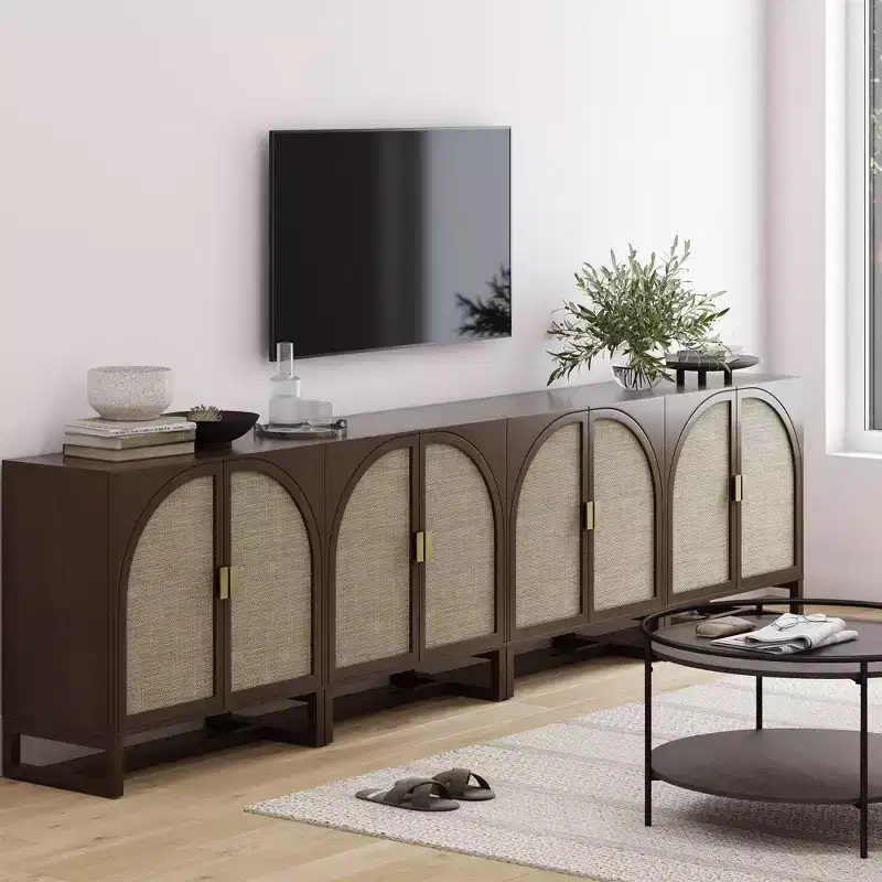 Nathan James Set of 4 Paxton Console with Doors Dark Brown