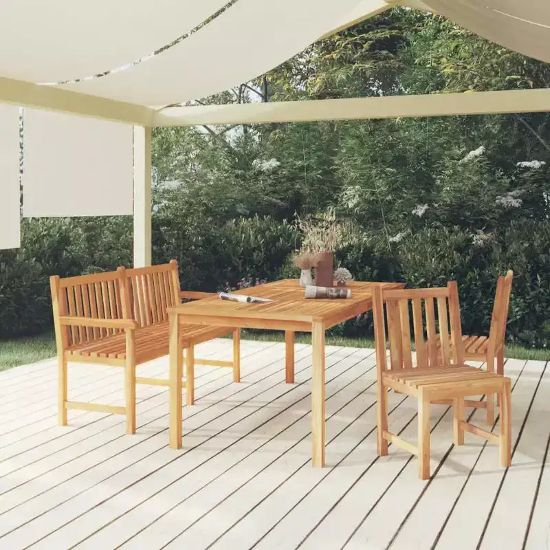 vidaXL Garden Dining Set Teak Wood 4 Piece Durable