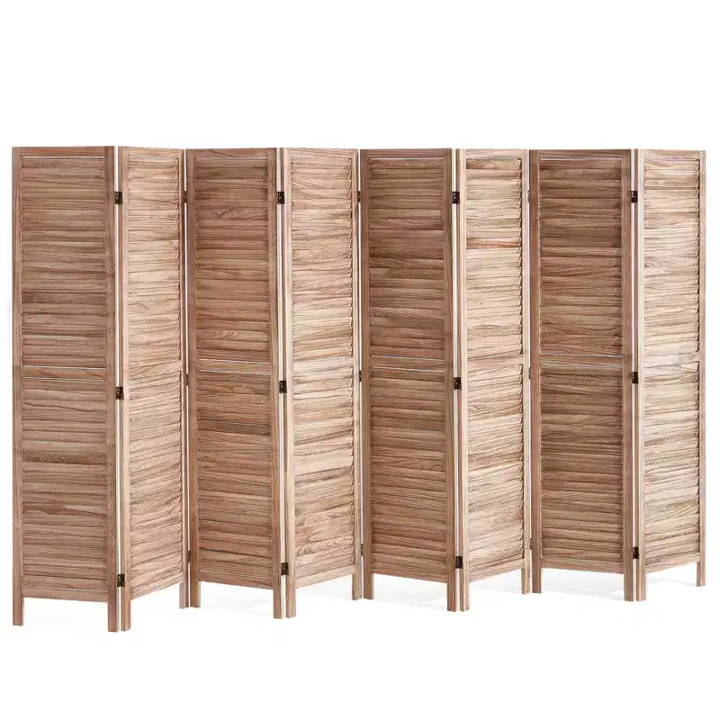 Wood Room Divider, 8 Panel Wood Folding Privacy Screen, 66.9 Inches Tall Indoor Louvered Partition Divider, Portable Decoration Screen