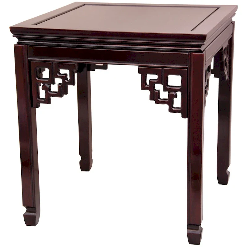 Square Ming Style Side Table in Dark Wood