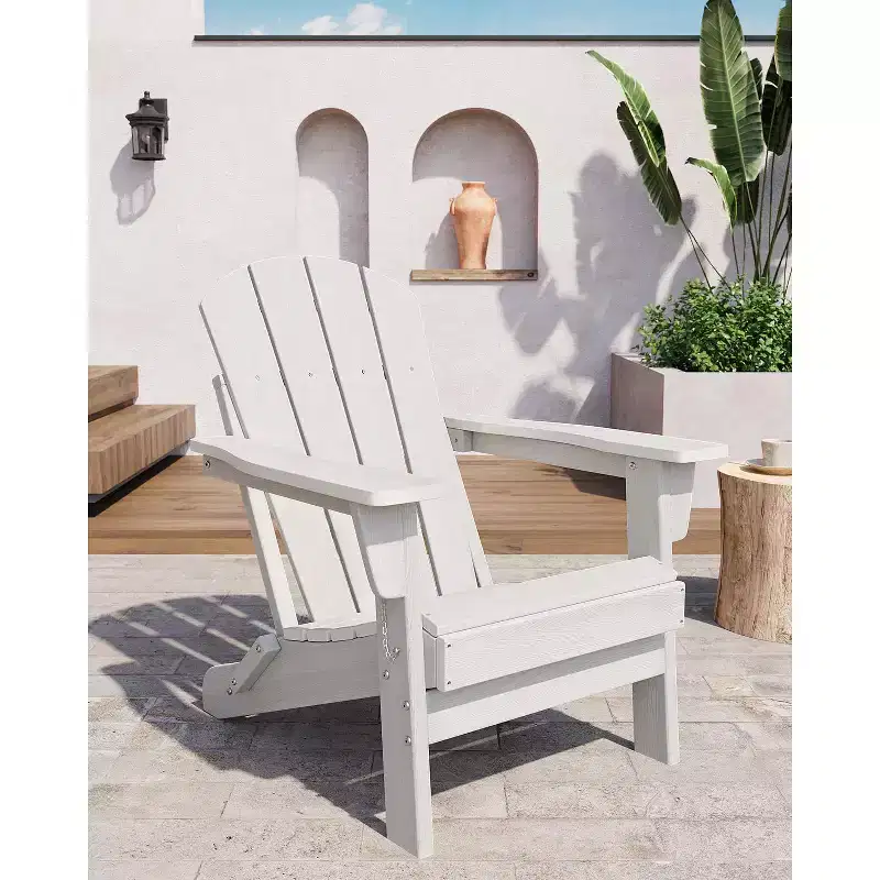 Folding Adirondack Chair for Patio - All-Weather HDPE, Weather Resistant Synthetic Wood-Look, Outdoor Chair for Backyard Garden Fire Pit Poolside