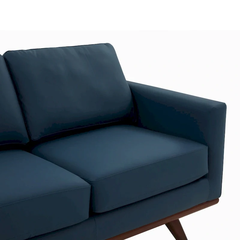 Chester Leather 3-Seater Sofa with Birch Wood Base Modern Living Room Couch with Removable Cushions - 83