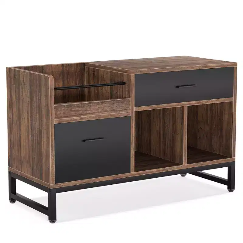 Tribesigns 39 File Cabinet with 2 Drawers, Lateral Filing Cabinet with Open Storage Shelves