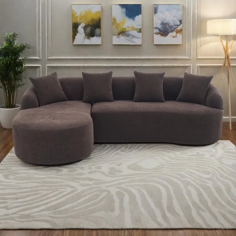 L-Shaped Chenille Sectional Sofa with Chaise and 4 Pillows