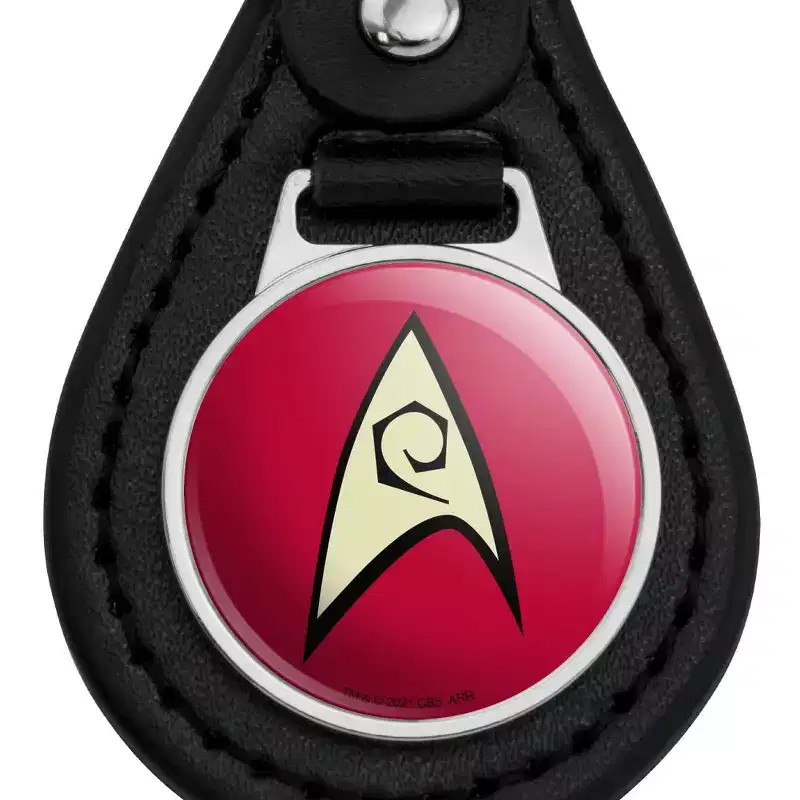 Star Trek Engineering Shield Black Leather Keychain