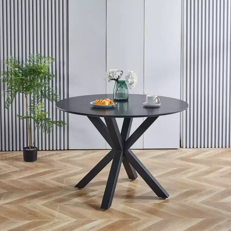 MAYEERTY Table 42.1in Black Mid Century Pedestal Coffee Table Cross Leg