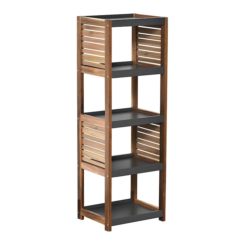 Open-Shelf Storage Unit with Vented Design, Brown and Gray - Elements Collection - 42 3/4Hx14.5Lx11 3/4W