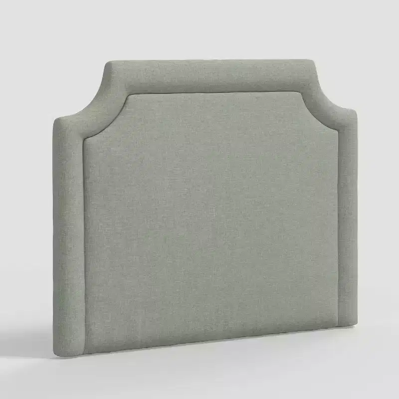 Twin Notched Border Stick-on-the-Wall Headboard, Plush Upholstered, Easy Install