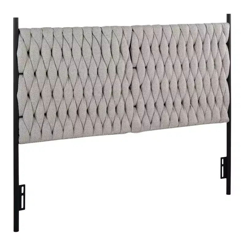 Queen Braided Matisse Polyester/Metal Headboard Black/Cream - LumiSource