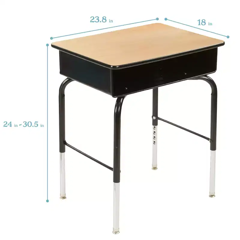 ECR4Kids Open Front Desk with Metal Storage Book Box, Adjustable, Classroom Furniture
