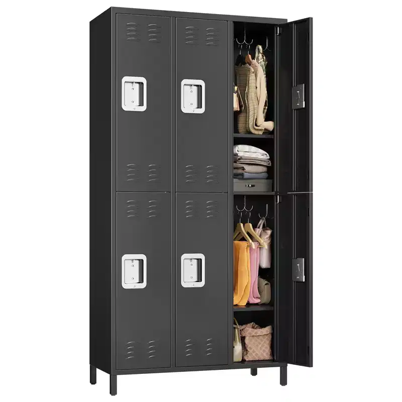 6 Door Employee Storage Locker, Metal Storage Locker Combination, Lockable Steel Tool Cabinet With Vents for Gym Home Office School Garage