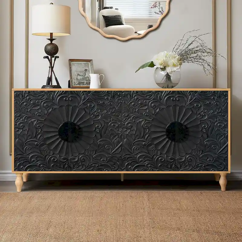 Two-Door Sideboard with Carved Panel Detail