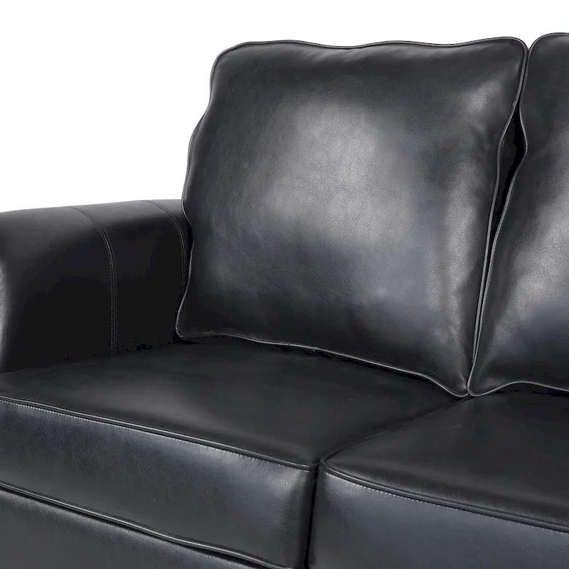 80 Modern Faux Leather 3-Seater Sofa with Birch Legs and Nailheads
