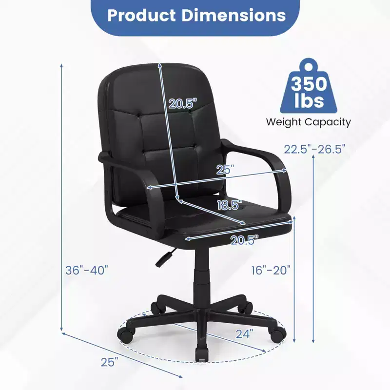 Ergonomic Mid-Back Executive Office Swivel Computer Desk Chair