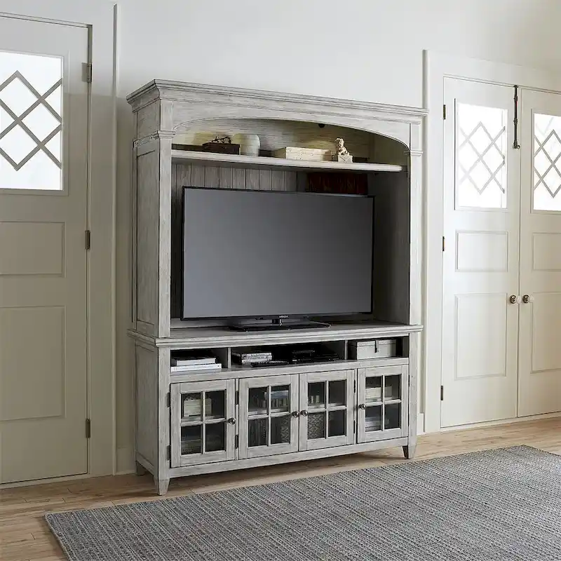 Antique White Tobacco Entertainment Center